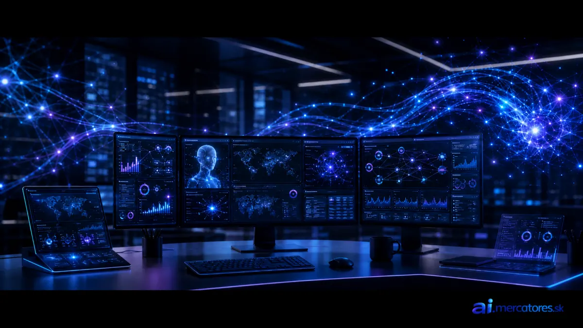 Vizualizácia podnikového dashboardu Microsoft Agent 365 so zoznamom AI agentov, ich oprávneniami a aktivitou.